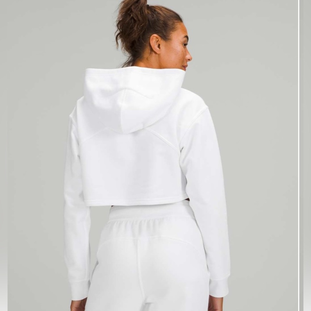 Lululemon Sweater Womens 16White All Yours Cropped Hoodie Athleisure Relaxed Fit